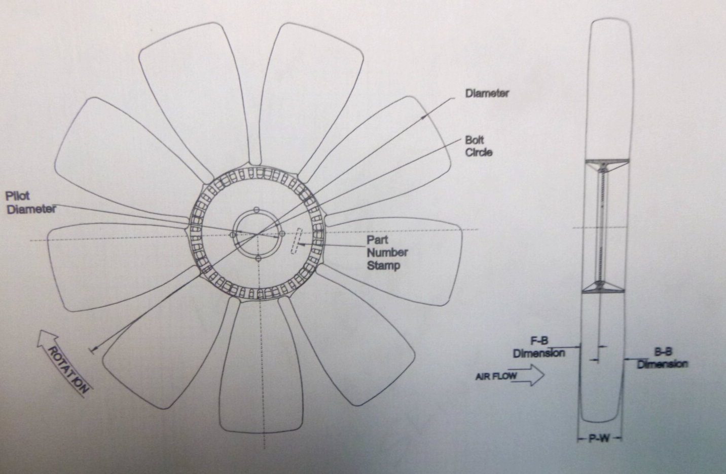 Borg Warner 4735-38825-71 Kysair fan p=1 d=20 bc=1.97 - 2.36 use ah (20" x 3") | Replacement Truck Parts, Trailer Accessories, Automobile Supplies, Car Parts &amp; Accessories