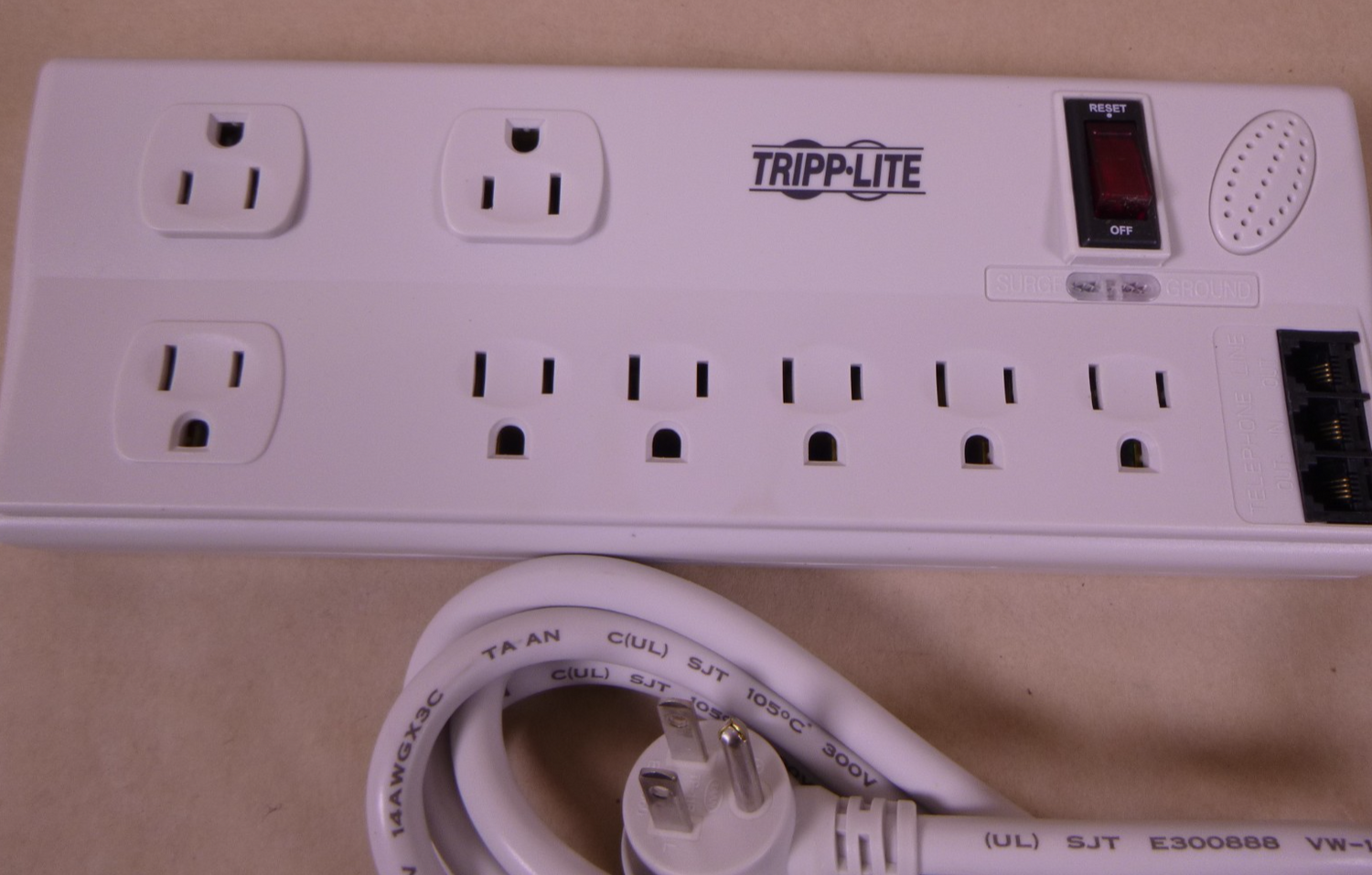 Tripp Lite TLP808TELTAA 8-Outlet Power Strip Surge Protector + Telephone Lines