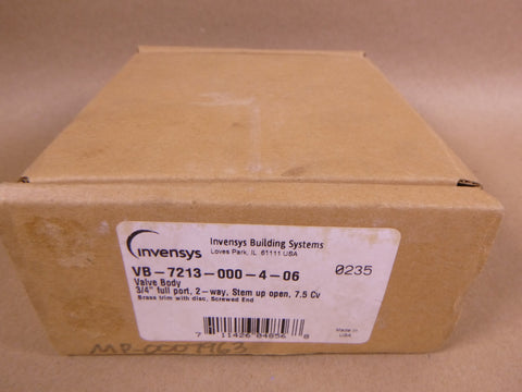 INVENSYS VB-7213-000-4-06 Valve Body 3/4” Full Port 2-way w/ AV-600-0-0-2 | Industrial MRO Replacement Parts, Manufacturing Machine Parts & Components, Heavy Equipment Parts Supplier