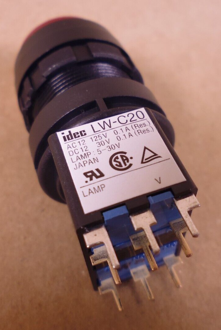 IDEC LW-C20 Red Push Button , 12VDC 30V , 12VAC 125C , LW1L-M2C20VR | Electrical MRO Replacement Parts &amp; Components and Commercial Electrical Supplies Company