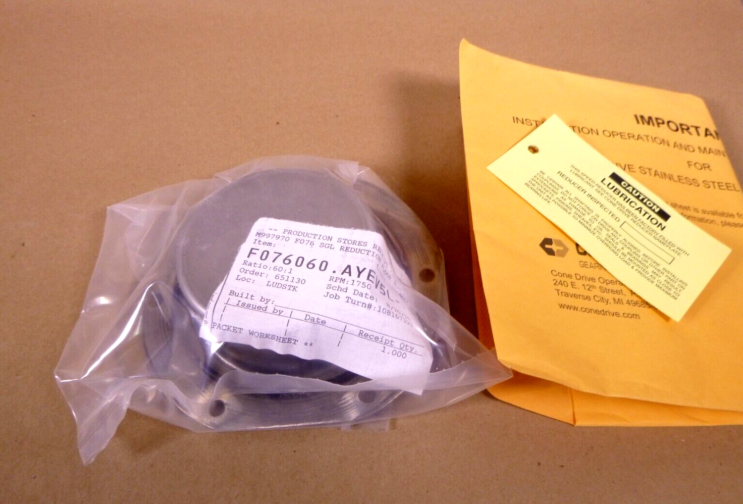 Cone Drive Food Grade Gearbox 1-7/16" Hollow Shaft 145TC Size 76 (3" C.D.) 60:1 | Industrial Electric Motors, Pumps &amp; Parts