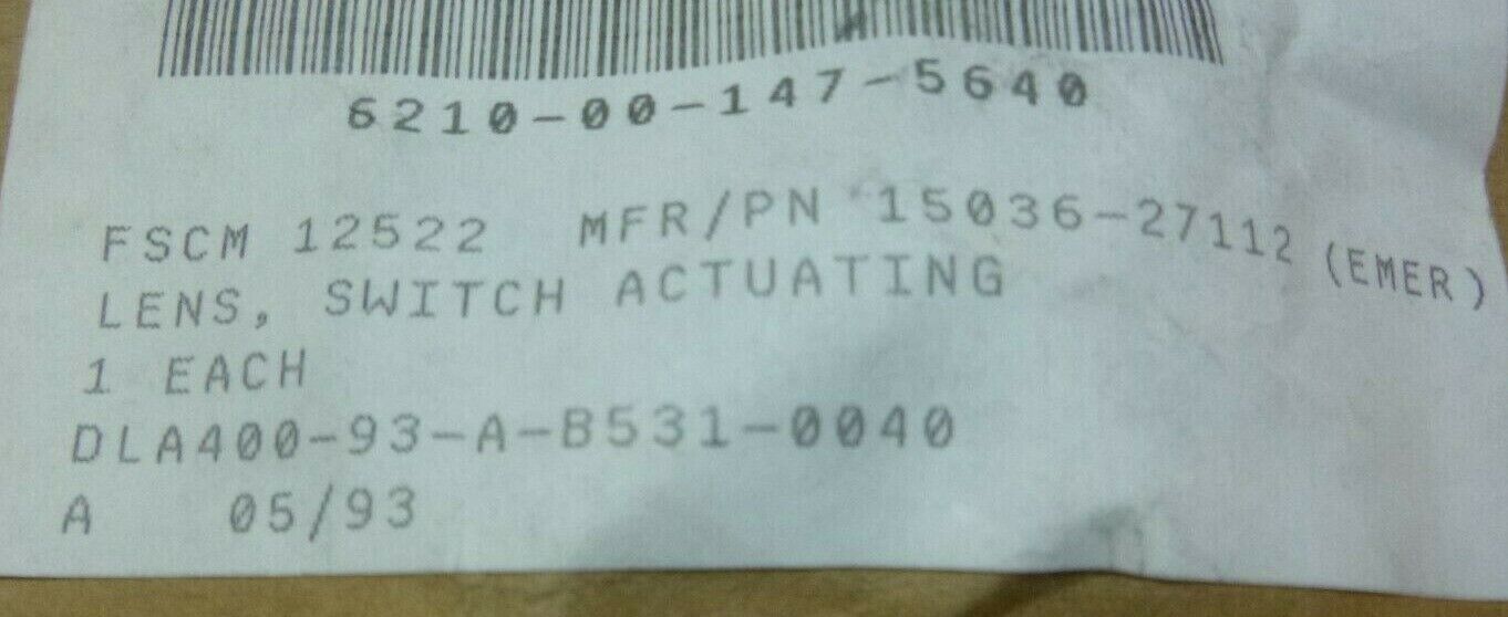 STACOSWITCH 15036-27112 EMER LIGHT LENS AN/TPX-42A RADAR , 6210-00-147-5640 | Electrical MRO Replacement Parts &amp; Components and Commercial Electrical Supplies Company
