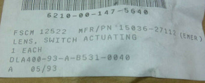 STACOSWITCH 15036-27112 EMER LIGHT LENS AN/TPX-42A RADAR , 6210-00-147-5640 | Electrical MRO Replacement Parts &amp; Components and Commercial Electrical Supplies Company