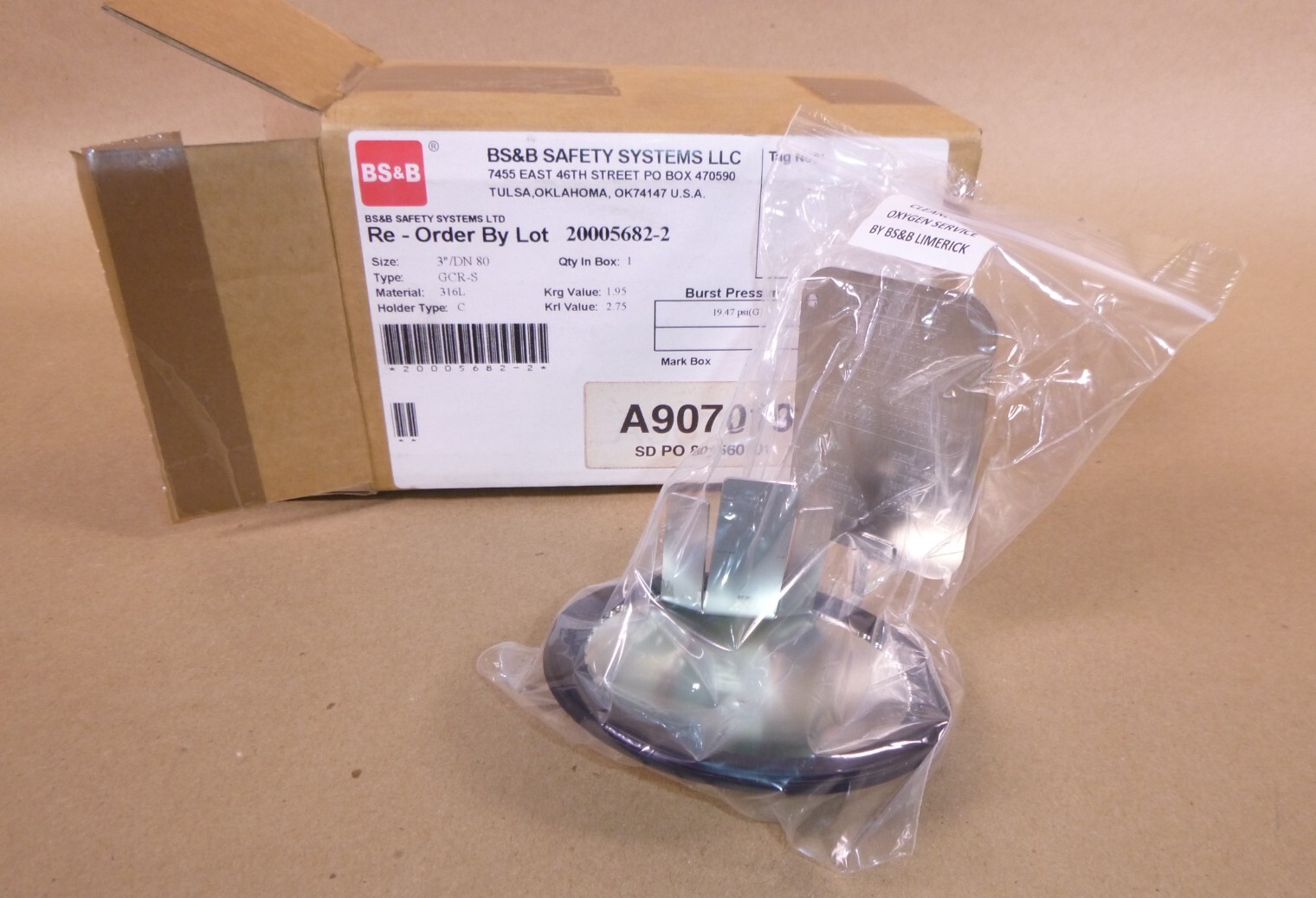 BS&amp;B SAFETY SYSTEMS 3" / DN80 TYPE GCR-S RUPTURE DISC EPDM-B 316L, 20005682-2 | Industrial MRO Replacement Parts, Manufacturing Machine Parts &amp; Components, Heavy Equipment Parts Supplier