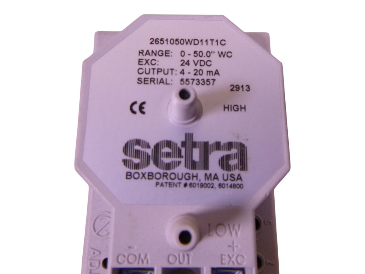 Setra Model 265 2651050WD11T1C Differential Pressure Transducer 24VDC