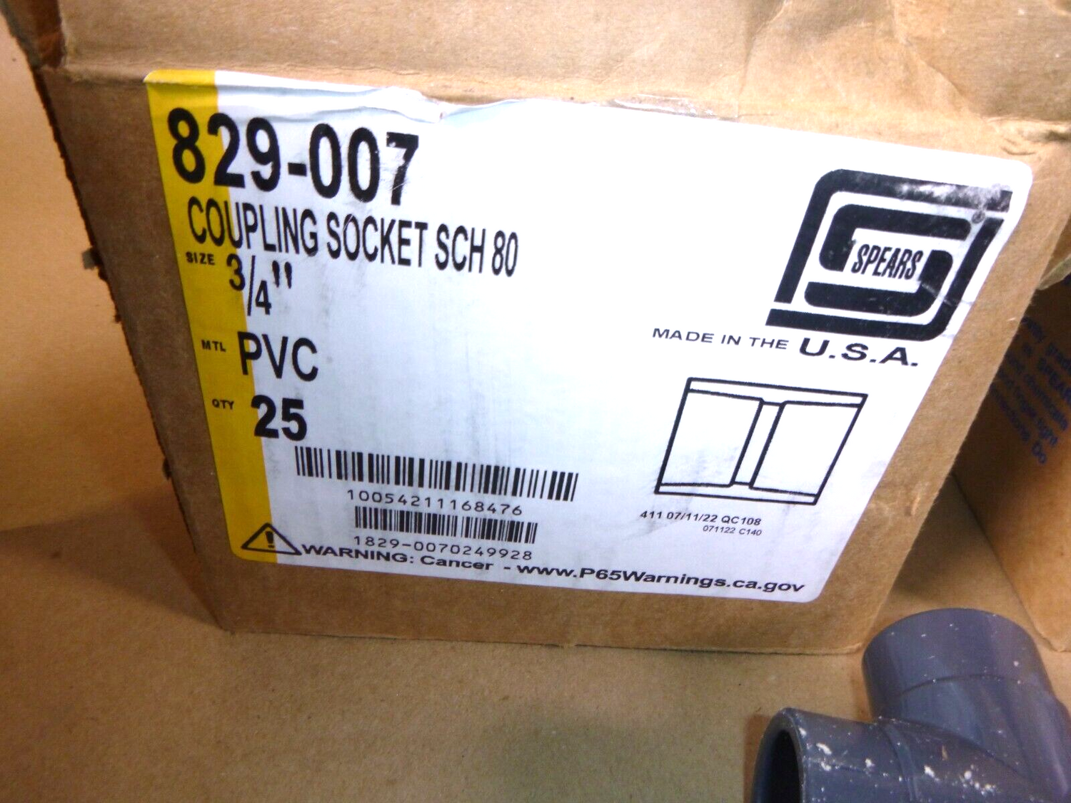 (Lot of 122) Spears 3/4" SCD 80 PVC Socket Couplings, Unions, Elbows, TEE&
