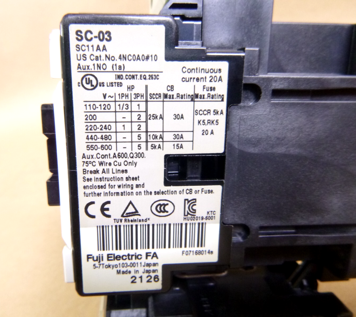 SC-03 Fuji SW-NO3/T Magnetic Starter 110V Coil With Thermal Relay TK13 1.4-2.1 A | Electrical MRO Replacement Parts &amp; Components and Commercial Electrical Supplies Company