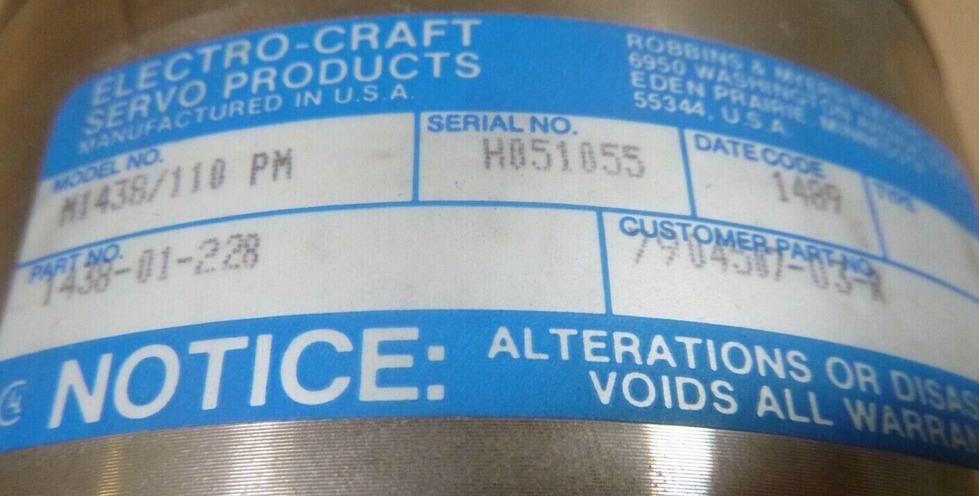 ELECTRO-CRAFT 1438-01-228 USA MOTOR TACHOMETER GENERATOR M1438/110 PM | Genuine MEP Generator Replacement Parts and Military Surplus Generator Parts