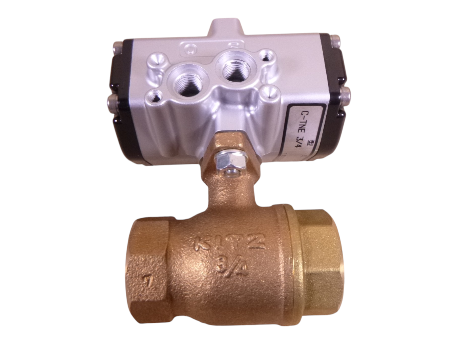 Kitz C-TNE C-1 Pneumatic Actuator 3/4" 3-Way Ball Valve 60-100PSI 0.4-0.7MPa