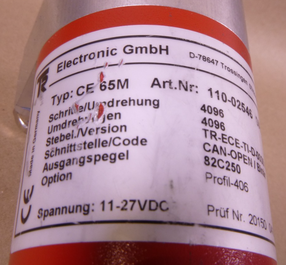 TR Electronic GmbH Rotary Encoder, CE 65M, 110-02546, 4096, 11-27VDC | Industrial Electric Motors, Pumps &amp; Parts