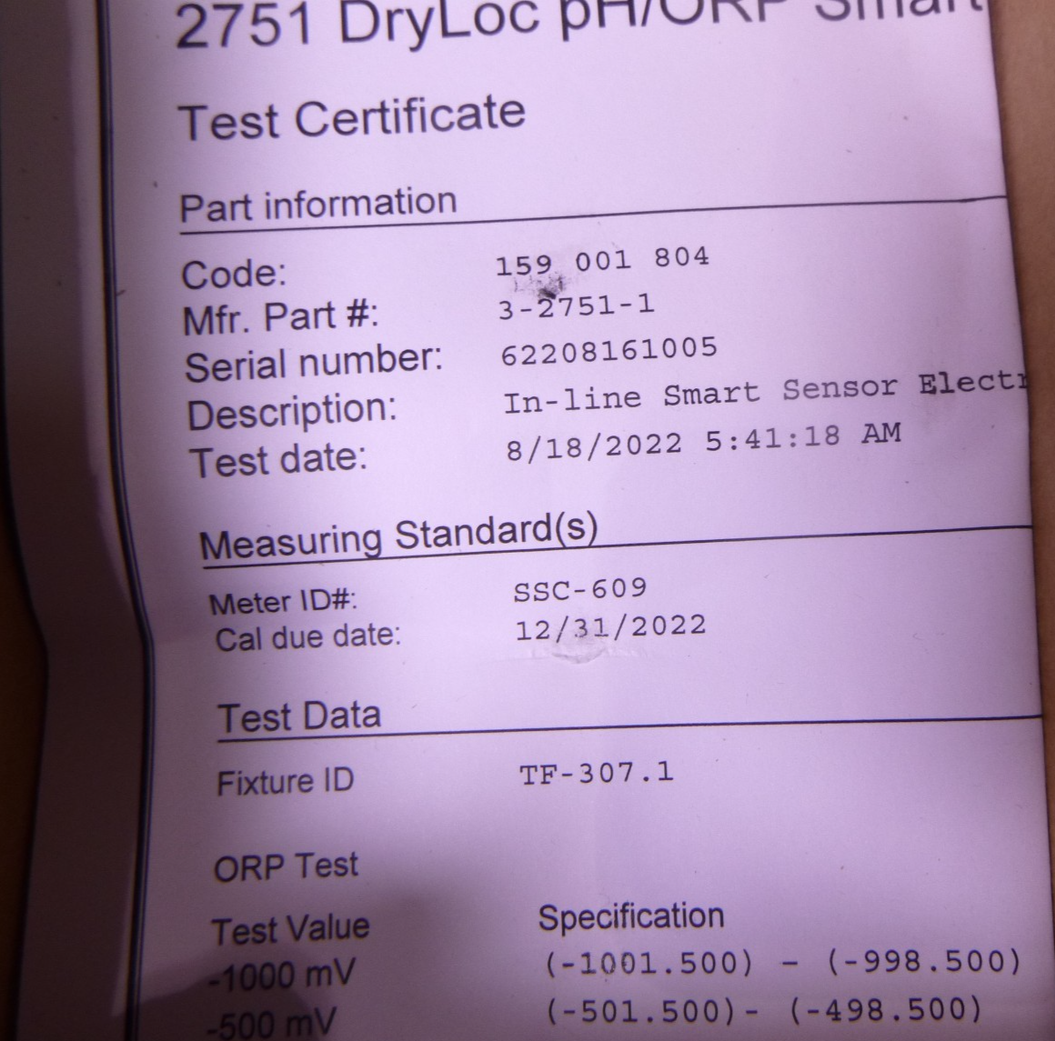 GF Signet 3-2751-1 DryLoc In-Line pH / ORP Smart Sensor , 159001804 | Electrical MRO Replacement Parts &amp; Components and Commercial Electrical Supplies Company
