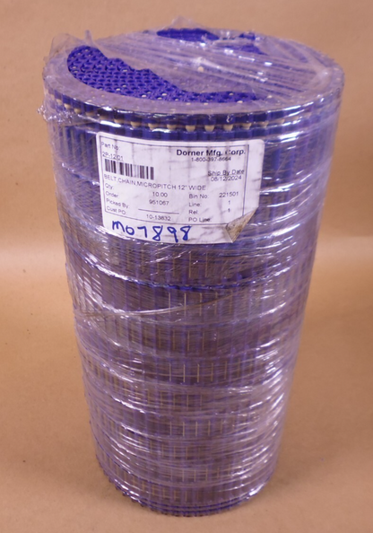 Dorner Micropitch 12" Wide Conveyor Chain Belt Acetal Blue , 2P-12/01 | Industrial MRO Replacement Parts, Manufacturing Machine Parts &amp; Components, Heavy Equipment Parts Supplier