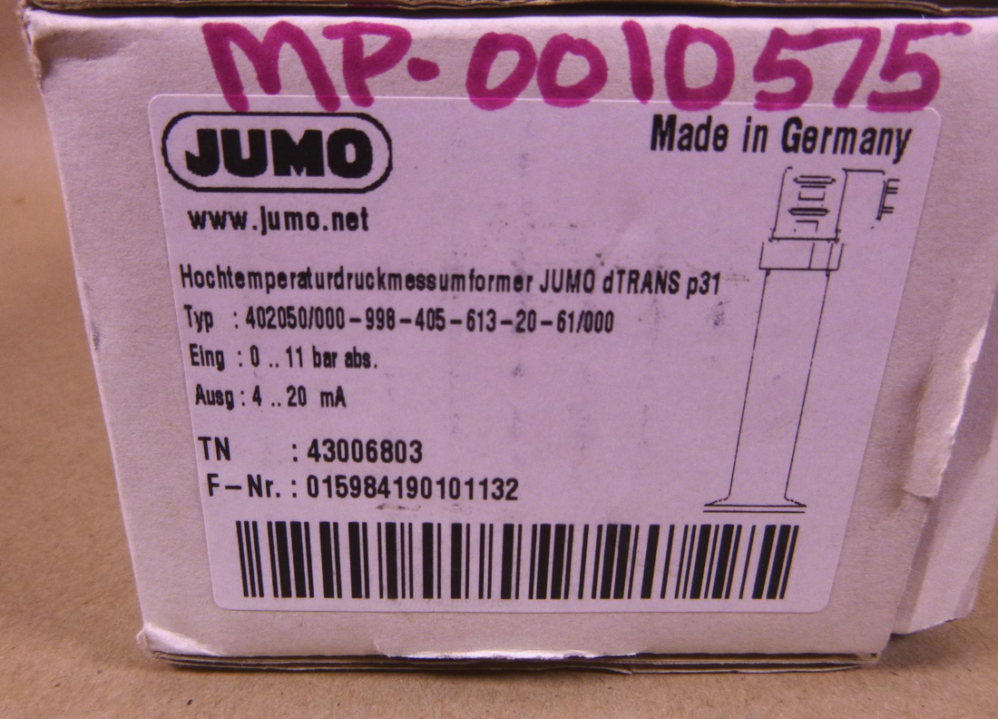 402050/000 JUMO dTRANS p31 Pressure transmitter for increased media temperature | Electrical MRO Replacement Parts &amp; Components and Commercial Electrical Supplies Company