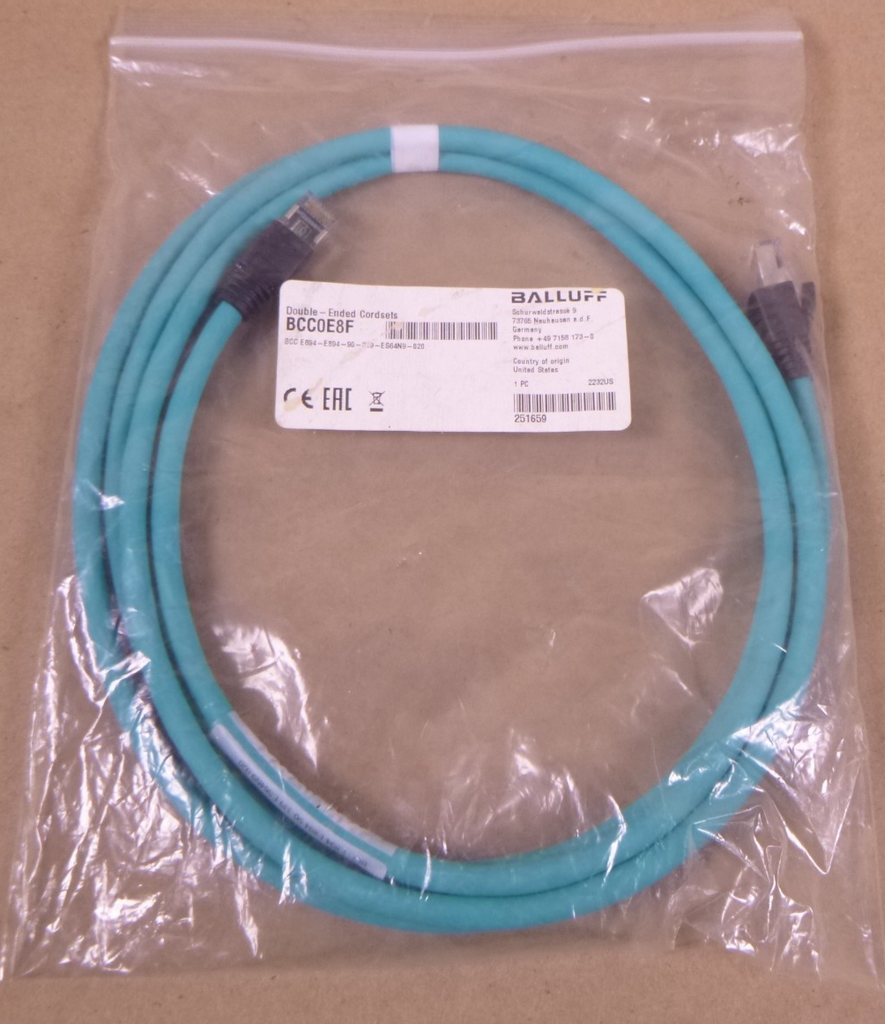 BALLUFF BCC E894-E894-90-339-ES64N9-020 , 2M, RJ45 Double End Cordset , BCC0E8F