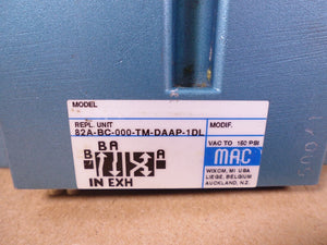 MAC, 82A-BC-000-TM-DAAP-1DL Solenoid Valve, w/ TM-DAAJ-1DL