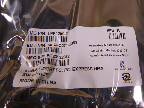 EMULEX LPE1250 8GB 1-Port PCI Express HBA Lightpulse SW Optics P001219 LPE1250-E | Electrical MRO Replacement Parts & Components and Commercial Electrical Supplies Company