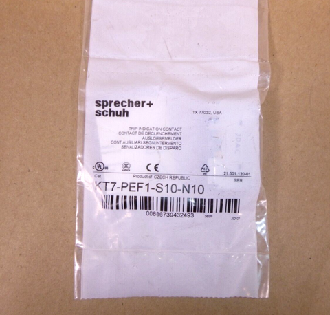 New Sprecher + Schuh KT7-PEF1-S10/N10 Trip Contact, 300 VAC, 2 Pole, 1NO Contact