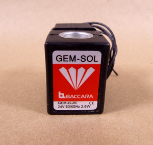 New GEM-SOL BACCARA COIL GEM-B-36, 24 Volt, 50/60 Hz., 2.5 Watt