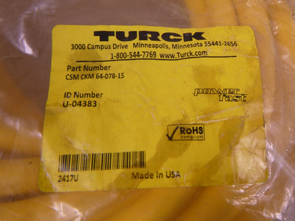 TURCK CSM CKM 64-078-15, POWERFAST DOUBLE-ENDED CORDSET 6-PIN , U-04383 | Electrical MRO Replacement Parts &amp; Components and Commercial Electrical Supplies Company