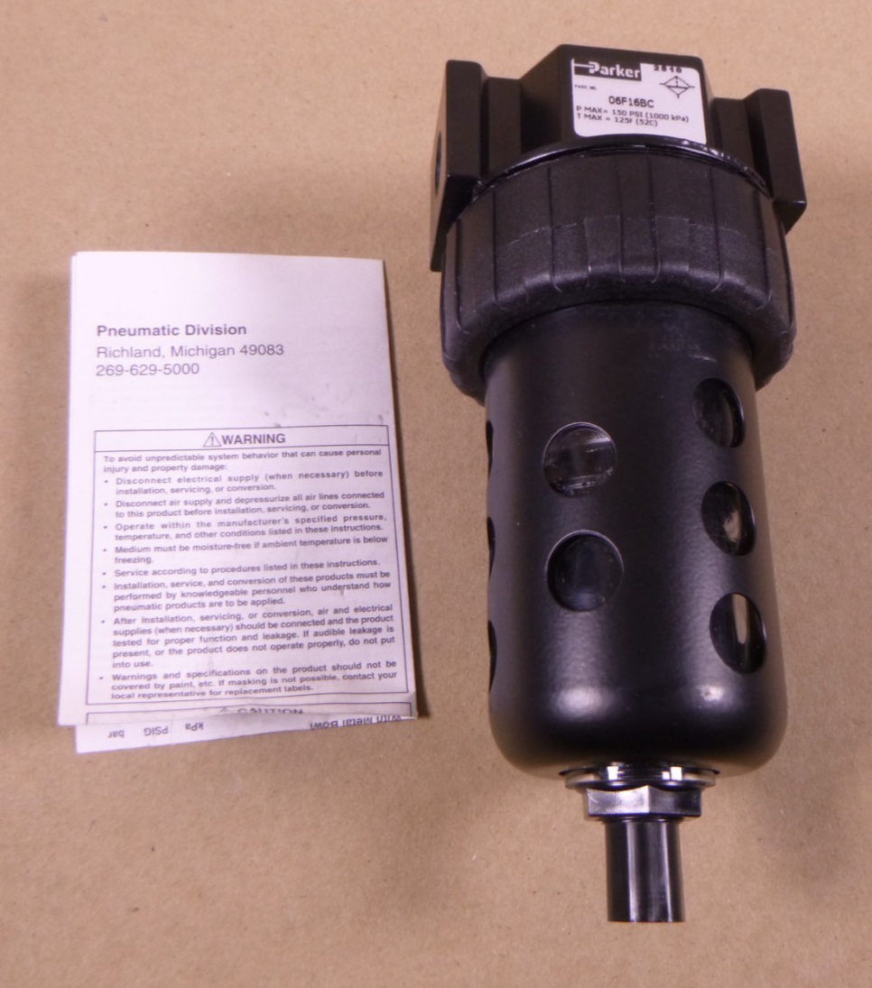 Parker 06F16BC Pneumatic Filter , 1/4" NPT Port, 150 PSI | Industrial MRO Replacement Parts, Manufacturing Machine Parts &amp; Components, Heavy Equipment Parts Supplier