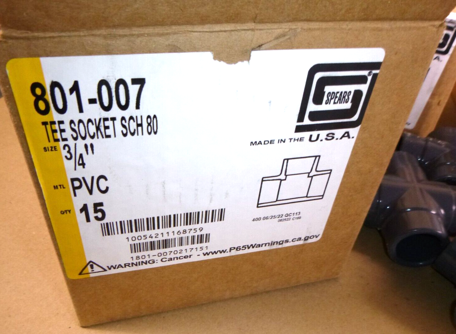 (Lot of 122) Spears 3/4" SCD 80 PVC Socket Couplings, Unions, Elbows, TEE&