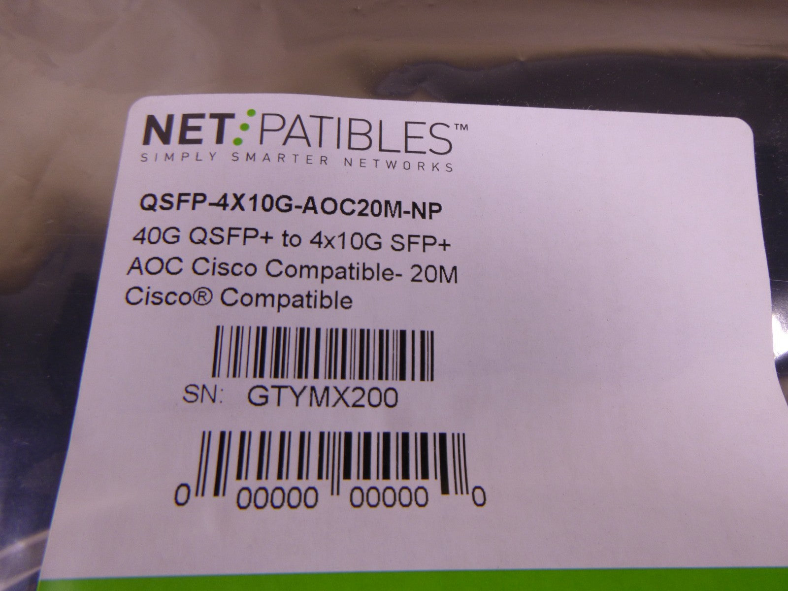 20m QSFP-4X10G-AOC20M Cisco Compatible 40G to 4x10G SFP+ AOC Cable | Electrical MRO Replacement Parts &amp; Components and Commercial Electrical Supplies Company