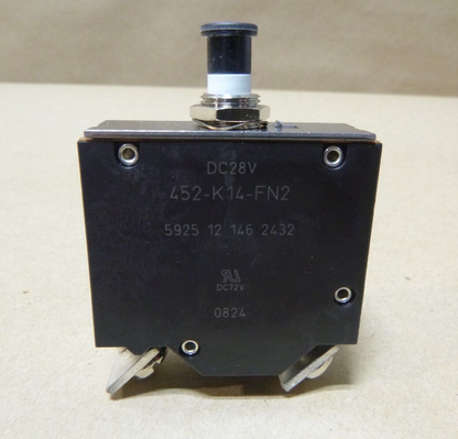 ETA Circuit Breaker 80Amp 28Vdc Push/Pull Plunger, Chassis Mount 452-K14-FN2-80A | Electrical MRO Replacement Parts &amp; Components and Commercial Electrical Supplies Company