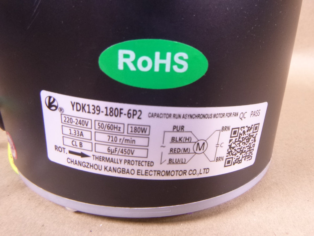 180W HVAC Blower Motor YDK139-180F-6P2 710 RPM 220-240V 6uF/450V Capacitor Run | Industrial Electric Motors, Pumps &amp; Parts