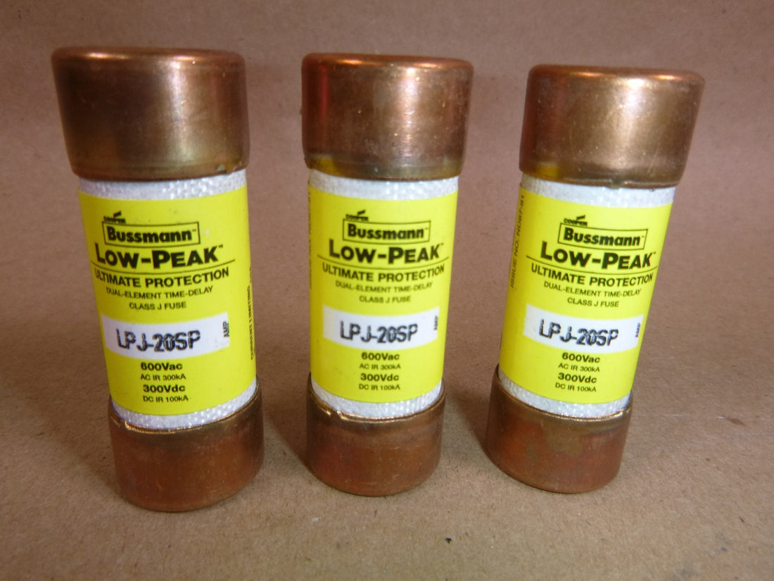 (Lot of 3) Cooper Bussmann LPJ-20SP Low-Peak Dual-Element Time-Delay Fuse, 20A | Electrical MRO Replacement Parts &amp; Components and Commercial Electrical Supplies Company