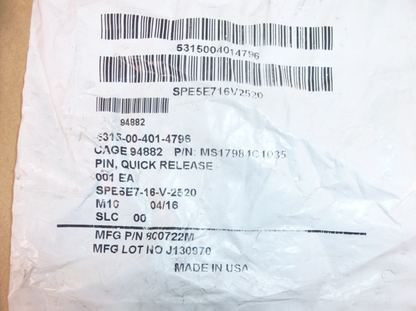 5/8" X 3-1/2" GRIP LENGTH JERGENS 17-4 SS BALL LOCK QUICK RELEASE PIN MIL-SPEC | Industrial Replacement Nuts &amp; Bolts Distributor and Machinery Screws &amp; Fasteners Supply