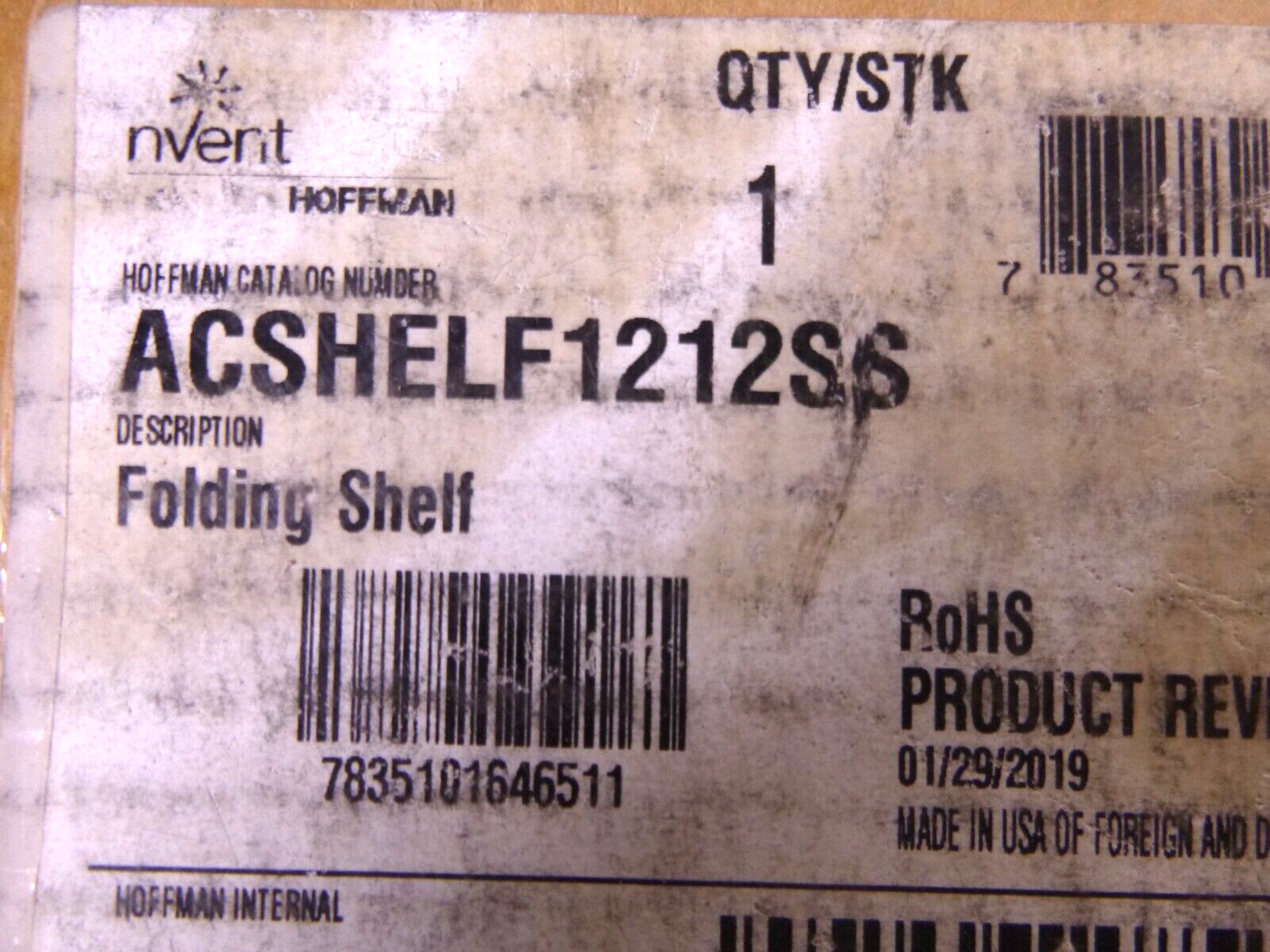 Hoffman ACSHELF1212SS Folding Shelf, Type 4X, 12" x 12" Stainless Steel 304 | Industrial MRO Replacement Parts, Manufacturing Machine Parts &amp; Components, Heavy Equipment Parts Supplier