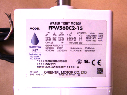 FPW560C2-15 Oriental Motor 1/12 HP Washdown Gear Motor 15:1 Ratio Single-Phase | Industrial Electric Motors, Pumps &amp; Parts