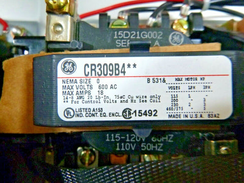 New GE CR309B402 Magnetic Starter Reverser Size 0, 3P 600V 120VAC Coil w/ Nema 4 | Electrical MRO Replacement Parts & Components and Commercial Electrical Supplies Company