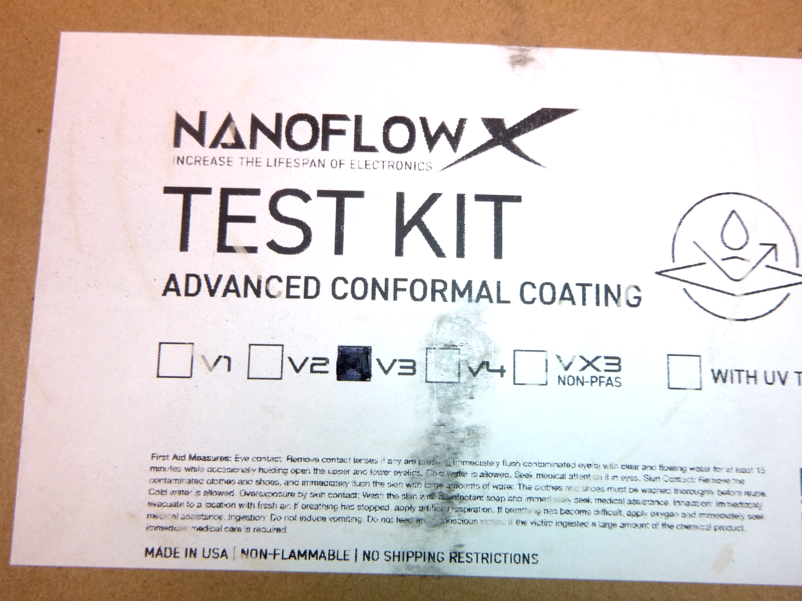 NANOFLOW V3 Air Curable Electronics Coating Test Kit With Saltwater Protection | Industrial MRO Replacement Parts, Manufacturing Machine Parts &amp; Components, Heavy Equipment Parts Supplier
