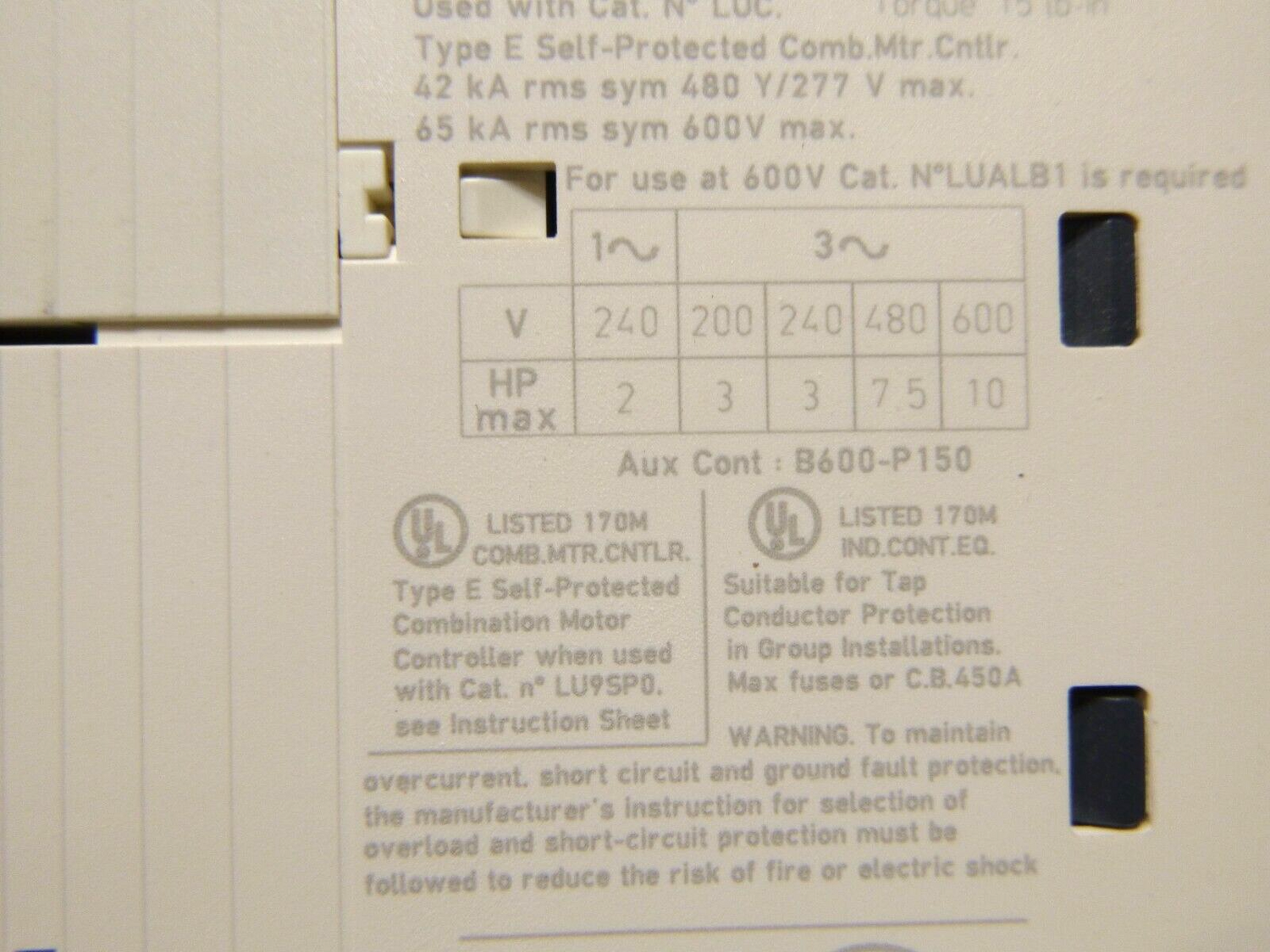 LUB12 Non reversing power base, TeSys Ultra W/ LUCA12FU Control Unit 3 Phase | Electrical MRO Replacement Parts &amp; Components and Commercial Electrical Supplies Company