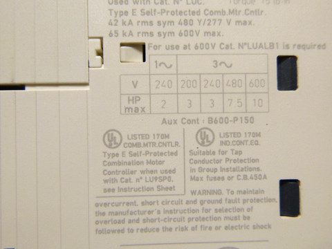 LUB12 Non reversing power base, TeSys Ultra W/ LUCA12FU Control Unit 3 Phase