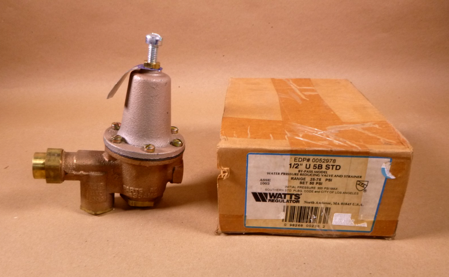 U5B-Z3 Watts Water Pressure Reducing Valve 1/2" FNPT Ports Set at 50 Psi | Industrial MRO Replacement Parts, Manufacturing Machine Parts &amp; Components, Heavy Equipment Parts Supplier