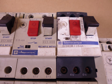 (Lot Of 11) Telemecanique GV2-M08 Motor Circuit Breaker 2.5-4A | Electrical MRO Replacement Parts & Components and Commercial Electrical Supplies Company