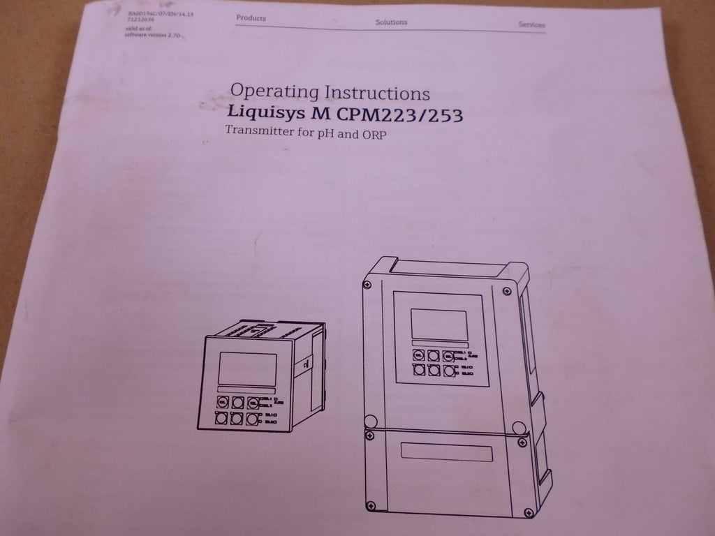 Endress + Hauser EH Liquisys-M CPM253 Transmitter pH / Redox , CPM253-IS1005 | Electrical MRO Replacement Parts & Components and Commercial Electrical Supplies Company