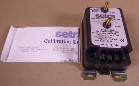 2641010WD11T1G Setra Model 264 Transducer, 0-10.0" WC, 24VDC, 4-20mA | Electrical MRO Replacement Parts & Components and Commercial Electrical Supplies Company
