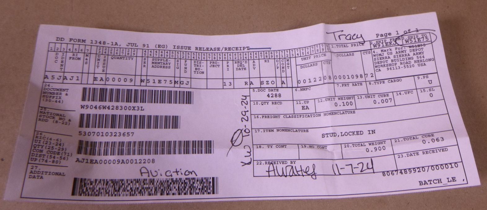 (9x) MS51989-105-13 , 148272 Locked In Stud SF101-9SA13A , 5307-01-032-3657 | Industrial Replacement Nuts &amp; Bolts Distributor and Machinery Screws &amp; Fasteners Supply