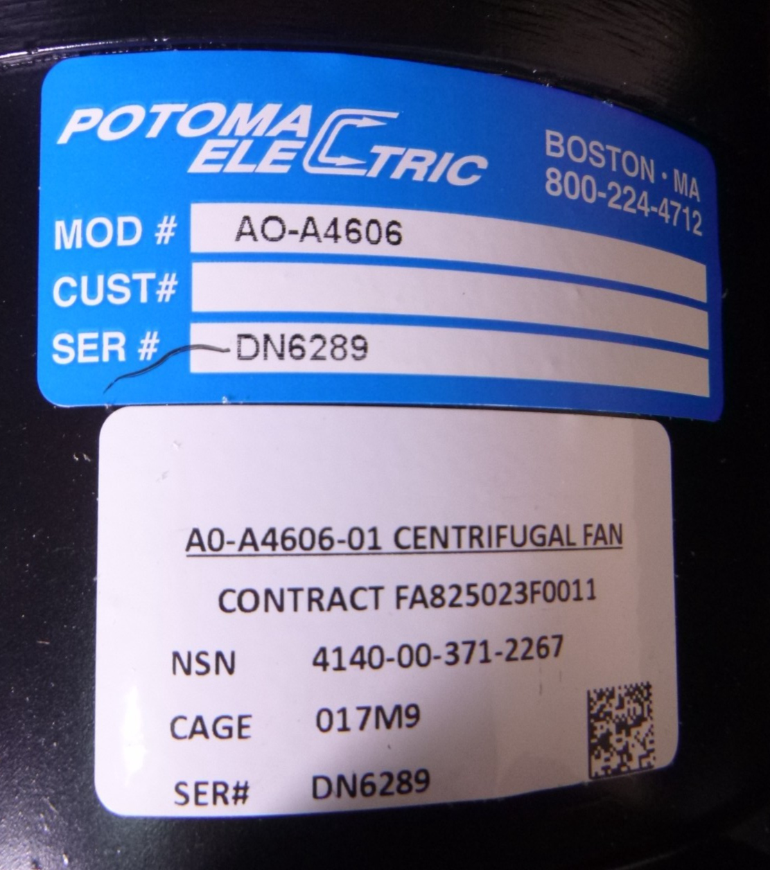 EG&amp;G Rotron A0A4604 Centrifugal Fan A0-A4606-01 026668 , 4140-00-371-2267