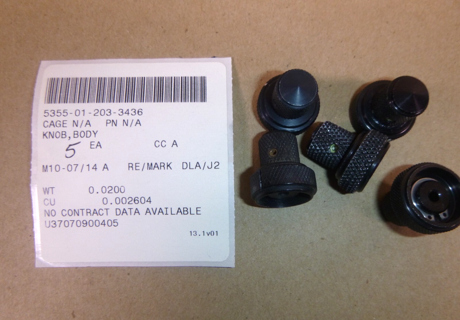 (Lot of 5) Military Knobs 12294051-1, 5355-01-203-3436 - 1/8" Hole x 0.90" Tall | Industrial MRO Replacement Parts, Manufacturing Machine Parts &amp; Components, Heavy Equipment Parts Supplier