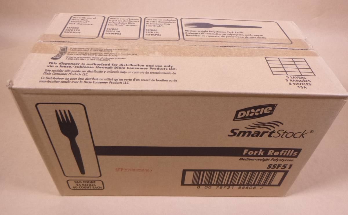 Dixie SSF51 Smartstock Fork Refills (960 Forks) Medium Weight Polystyrene