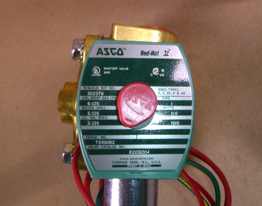 8210G004 ASCO Solenoid Valve, 2-way, 1" NPT 120 Vac Normally Closed Brass Body | Electrical MRO Replacement Parts &amp; Components and Commercial Electrical Supplies Company