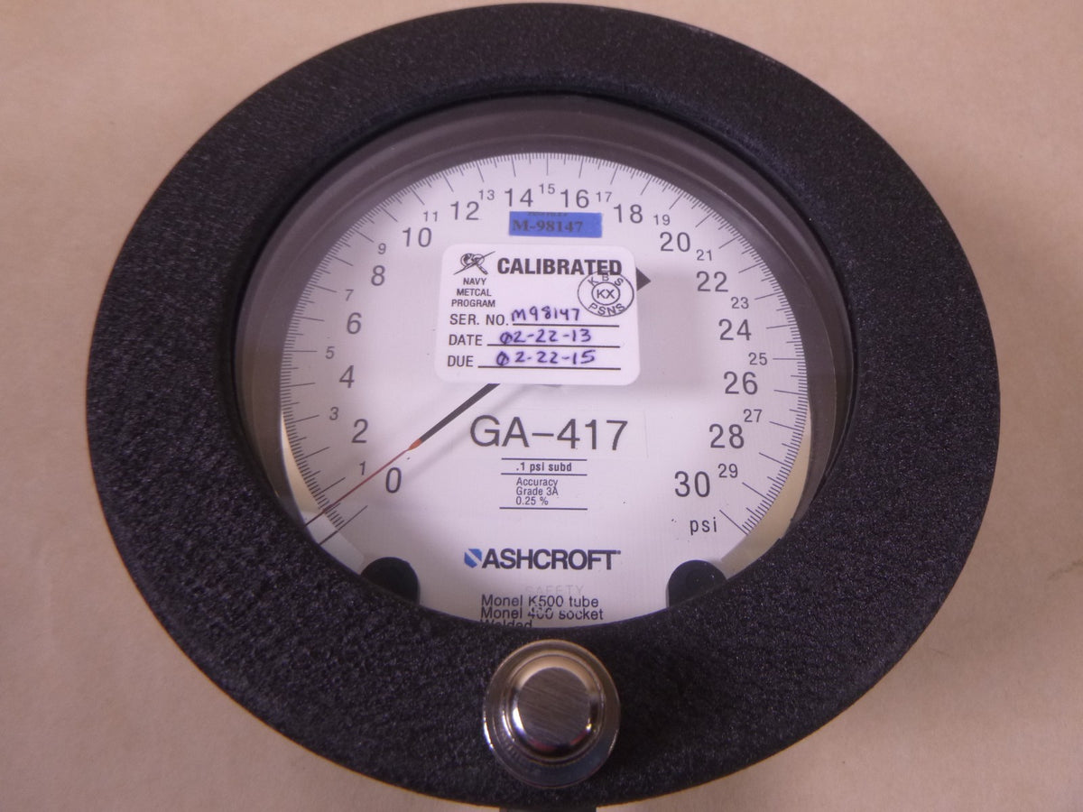 ASHCROFT Test Pressure Gauge GA-417, .1 psi subd , 0 to 30 psi, 45-1082PS