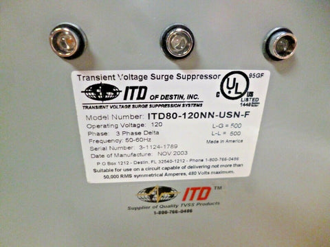 TRANSIENT VOLTAGE SURGE SUPPRESSOR 120V 3 PHASE DELTA, 50K RMS AMPS, 480V MAX