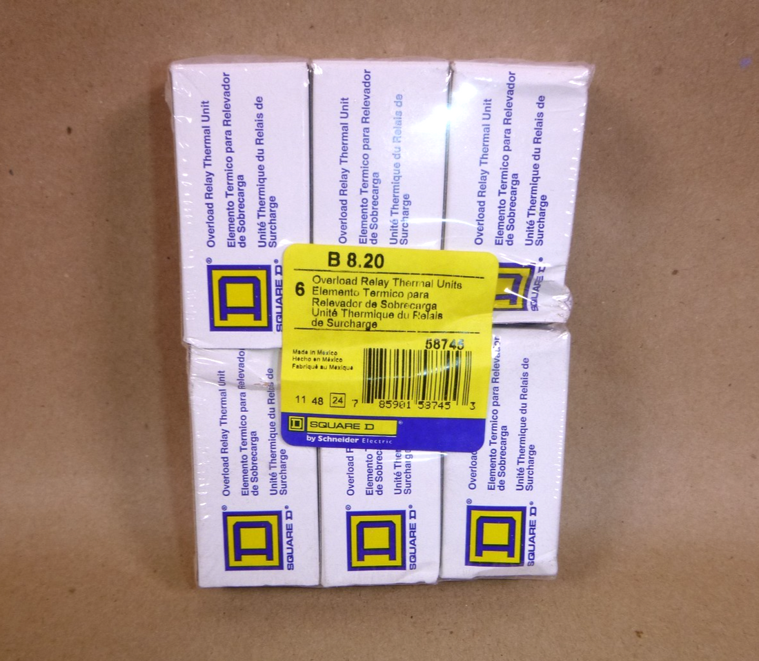 Square D B8.20 Overload Relay Thermal Unit (Lot of 6) | Electrical MRO Replacement Parts &amp; Components and Commercial Electrical Supplies Company