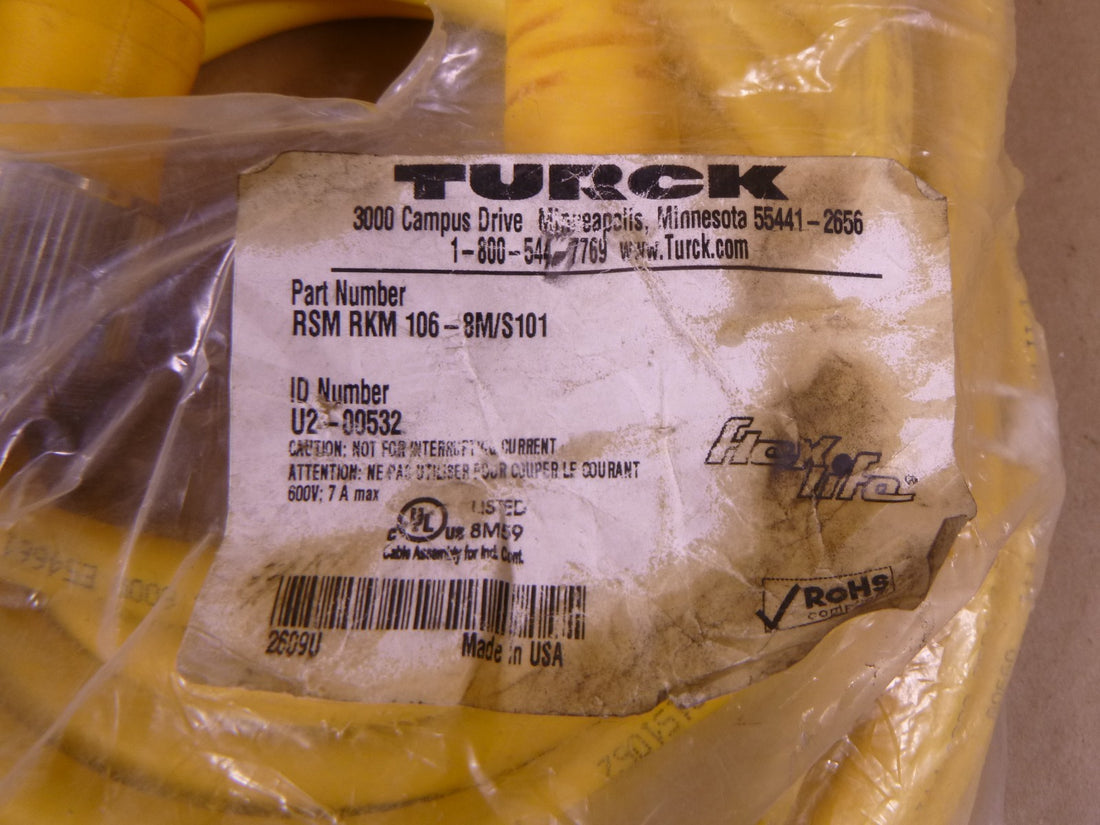 Turck RSM RKM 106-8M/S101 Actuator Sensor Cable 10-Pin Flex Life , U2-00532 | Electrical MRO Replacement Parts &amp; Components and Commercial Electrical Supplies Company