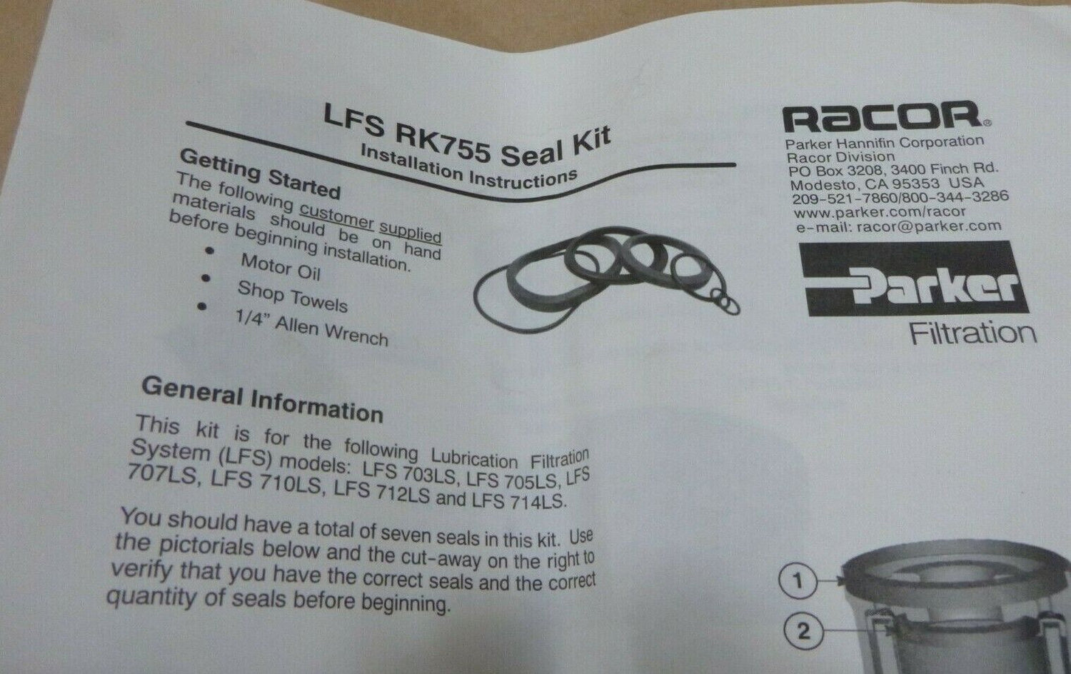PARKER RAKOR LFS RK755 SEAL KIT LUBRICATION FILTRATION SYSTEM LFS 703 705 707 | Industrial MRO Replacement Parts, Manufacturing Machine Parts &amp; Components, Heavy Equipment Parts Supplier